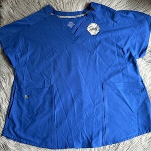 ClimateRight By Cuddl Duds Scrub Top Womens Size XL Blue Short Sleeve Work Shirt